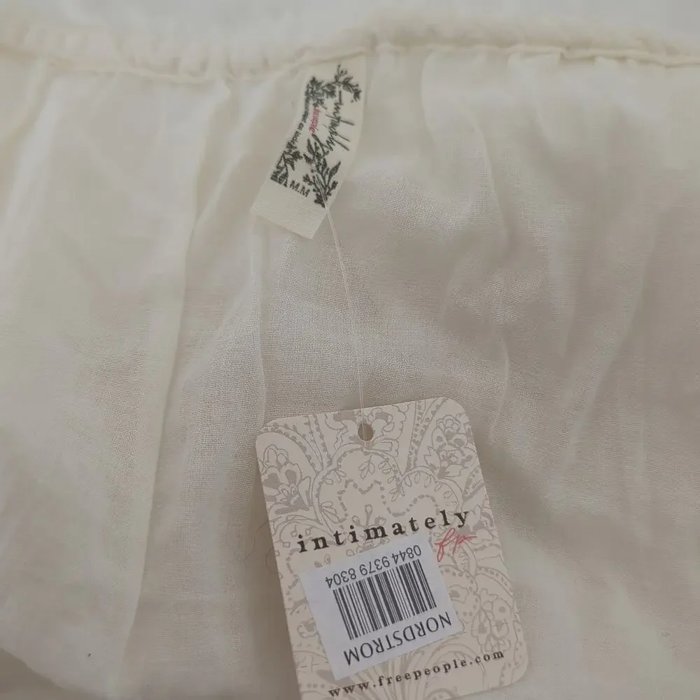 Free People Sundown Balloon Sleeve Bodysuit‎ Milk Blossom Cream Boho Size Medium